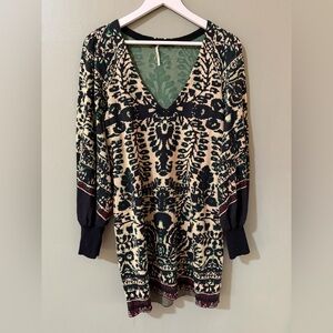 Free People Black Combo Music And Lyrics Knit Sweater Dress Size med  $168